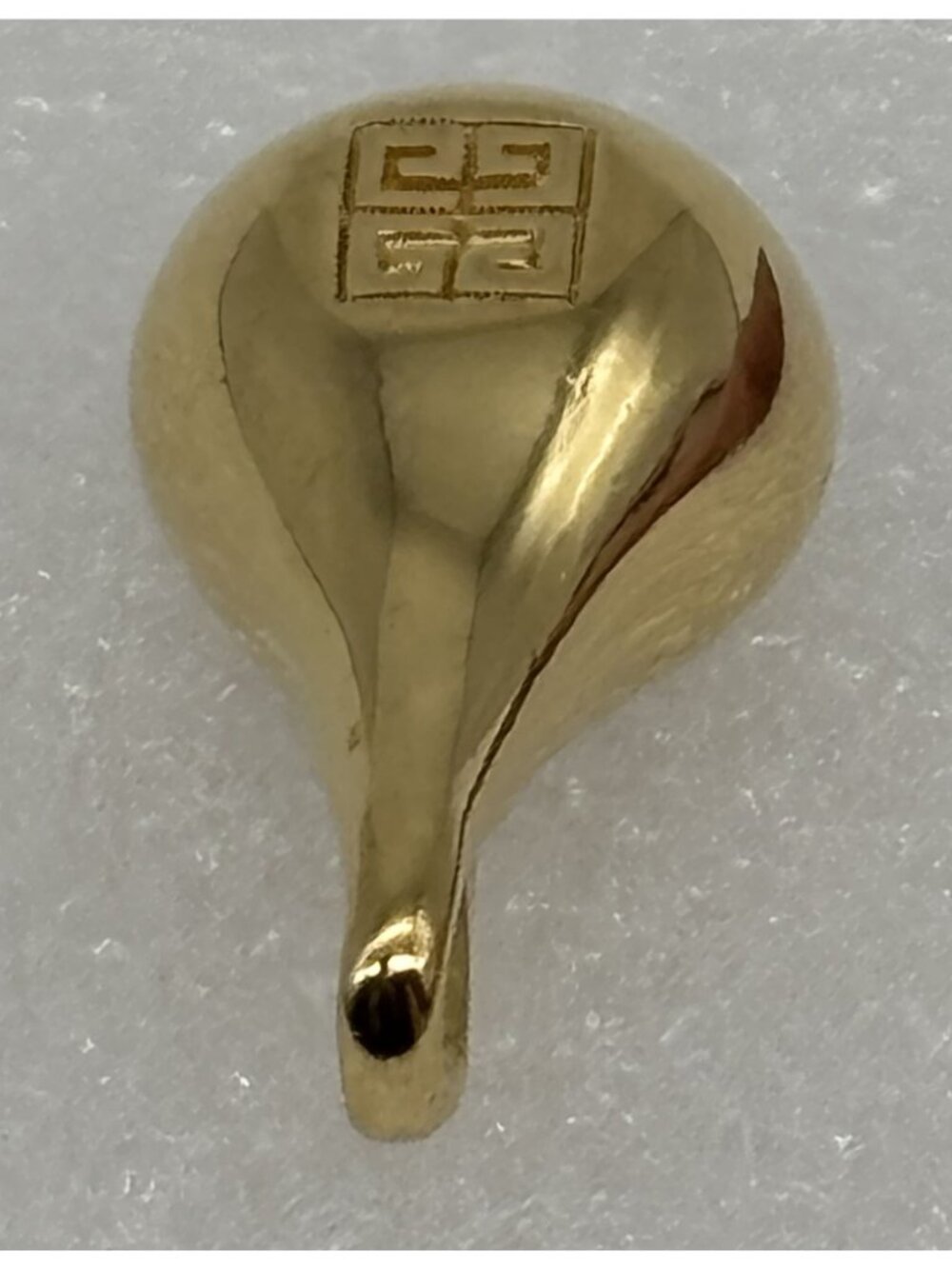 Vintage Givenchy Classic Logo Pendant Charm Teardrop Pear Shape Gold Tone Signed - Picture 9 of 14